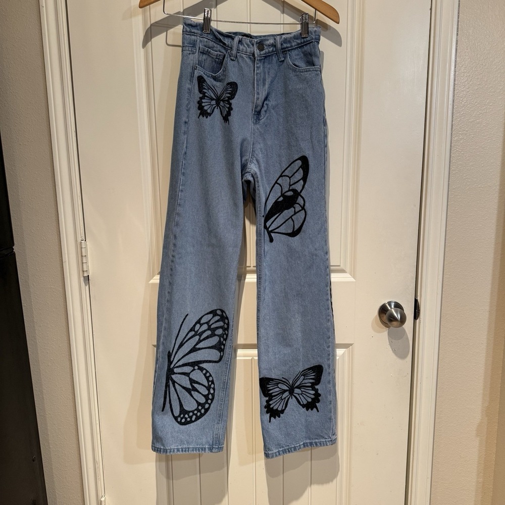 Simple Society Butterfly Light Blue Denim Jeans Women's 1/25 30" Inseam